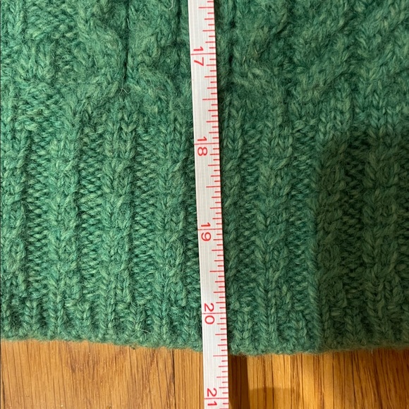 ARAN CRAFT 100% Merino Wool Open Front Short Sweater Cardigan Green XL - Picture 9 of 13